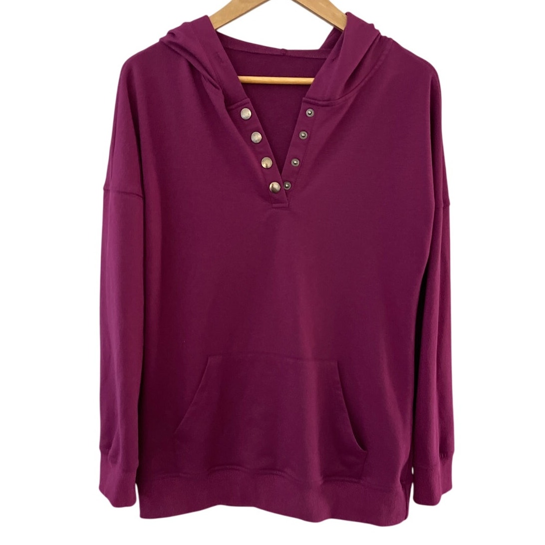 Oversized Purple Long Sleeve Hoodie Sweatshirt With Kanagroo Pockets Sized Small